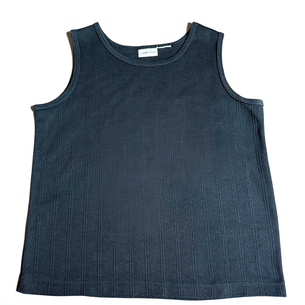 Cabin Creek Women Ribbed Knit Tank Top Black Sleeveless Scoop Neck L